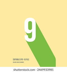  3d shadow digit, number or digit 9, Isometric font display typeface. Typography minimal design. vector illustration eps.