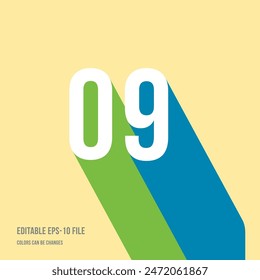 3d shadow digit, number or digit 9, 9th anniversary, Isometric font display typeface. Typography minimal design. vector illustration eps.