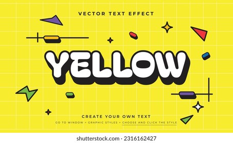 Tipografía de efecto de texto amarillo sombreado 3D