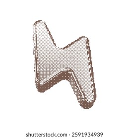 3D shape of Flash in Dither halftone dot texture. Vector isolated element on transparent background with Pixelated bitmap texture. Vector playful design for banner, poster, leaflet in y2k aesthetic