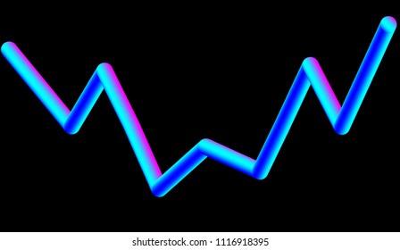3d shape gradient color shape, vector abstract art element.  Bright color wave dimensional object.
