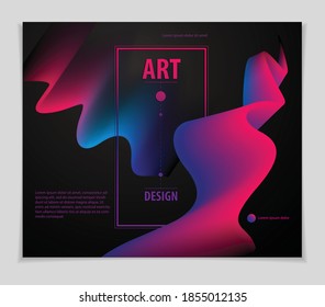 3d shape gradient color, vector abstract art element. Perfect for gift card, cover, poster or brochure. Bright color wave dimensional object.