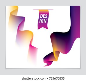 3d shape gradient color, vector abstract art element. Perfect for gift card, cover, poster or brochure. Bright color wave dimensional object.