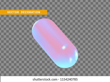 3d shape isolated capsule on transparent background,