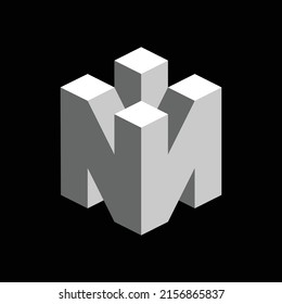 The 3D shape of the letter N is uniquely modern on a black background. Templates for emblems, logos and monograms.
