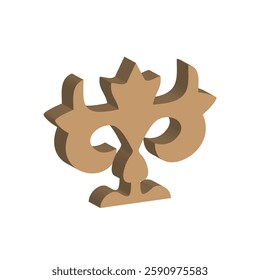 3D shape object Kazakh symbol ornament. Vector illustration