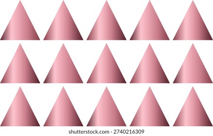 3D Shape pink metallic pyramids geometric pattern for abstract background luxury shiny texture modern minimalist elements isolated on transparent background vector illustration projects.