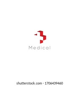 3d Shape Plus Sign In Negative Space Logo For Medical