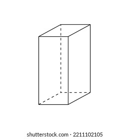 3d forma de prisma rectangular en matemáticas. ilustración vectorial aislada en fondo blanco.