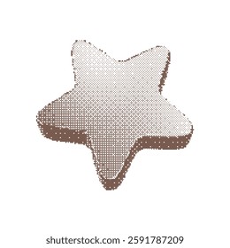 3D shape of Star in Dither halftone dot texture. Vector isolated element on transparent background with Pixelated bitmap texture. Vector playful design for banner, poster, leaflet in y2k aesthetic
