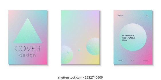 3d Shape. Violet Texture Triangle Set. Hipster Banner. Hologram Placard. Cyberpunk Bright Template. Holographic Poster. Grainy Gradient Design. Pink 3d Shape