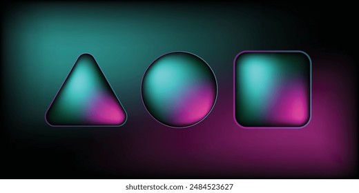 3d shapes abstract background, Cool geometrical neon shapes