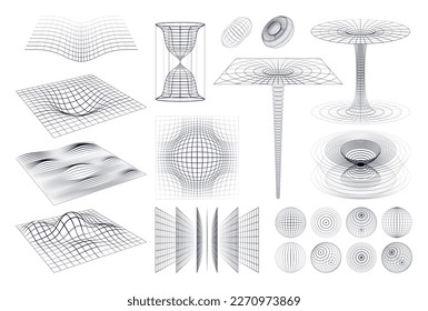 3d shapes icon set three dimensional composition in the form of an hourglass diagram and other forms vector illustration