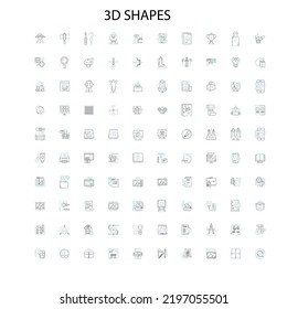 3d shapes icons, signs, outline symbols, concept linear illustration line collection