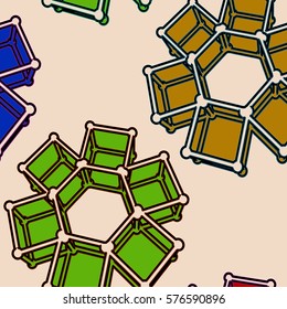 3d shapes. Isometric abstract snowflakes or flowers.