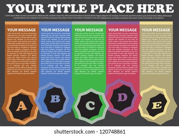 3D shapes layout with area for own copy. Vector illustration.