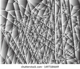 3D shapes overlapping, all spaces filled with gray scale gradual shades