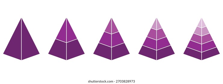 3D Formen Pyramide Vektor Icons Set. Dreieckige Pyramide. Auflistung von Dreieckshierarchie-Datensegmenten. Geschäftskonzept. Vektorgrafik
