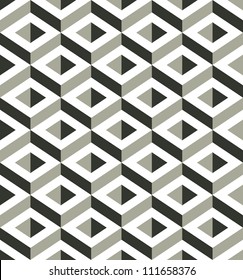 3d Shapes Seamless Pattern, Vector Background.