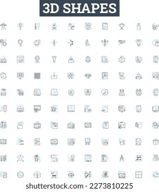 3d shapes vector line icons set. Polyhedron, cube, pyramid, cuboid, tetrahedron, octahedron, prism illustration outline concept symbols and signs