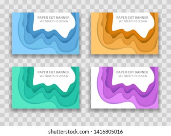 3d formas, carteles de corte de papel vectorial y banners.