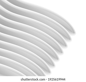 3d shapes of white waves forming sculpture, abstract digital background, cover presentation wallpaper