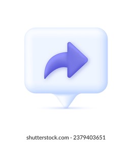 Icono de acción 3D sobre burbuja de voz. Conjunto de iconos para las redes sociales. Tecnología de Internet. Vector moderno y de moda en estilo 3d.