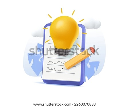 3D sharing business ideas, sharing knowledge, idea concept, smart thinking. 3D making idea notes, brainstorm, 3D illustration icons render illustration