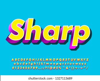 3D sharp font effect with solid color and shadow