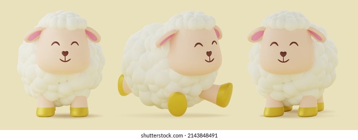 3d sheep character design. Suitable for Ramadan, Eid al fitr and Eid al Adha decoration.