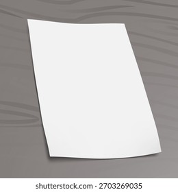 Hoja 3D De Papel Sobre Mesa De Madera Oscura. Vector EPS10