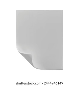 3d sheet of white paper with a folded corner icon. Blank perfect templates of a price tags. Empty mock up for memos. Vector white sheet of paper isolated on white background.