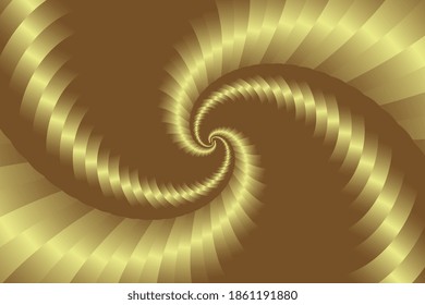 3d shell swirl circle elegant form. Gold round abstract vortex hypnotic spiral background. Abstract Curved Spiral Background. Geometric swirl background. Golden spiral background. Vector illustration