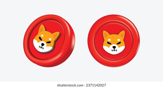 3d Shiba Inu Cryptocurrency Coin (SHIB) on white background. Vector illustration svg