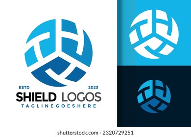 3D shield blue logo vector icon illustration