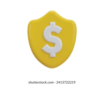 3d shield with dollar sign money protection concept safe payment security icon illustration