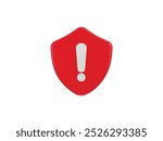 3d shield with exclamation mark Protection warning icon Alert icon Safety and security icon 3d render