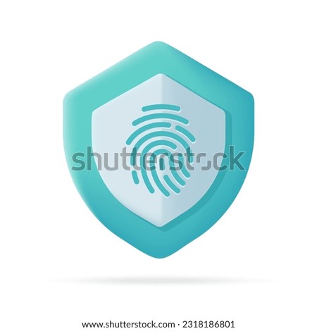 3d shield finger scanner icon. Security concept. Password. Money protection from crooks. 3d illustration
