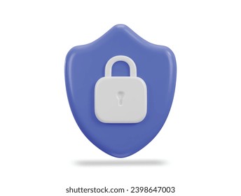 3d shield with padlock icon security data safety encryption protection privacy concept icon