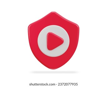 3d shield play button icon