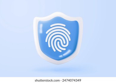 3D shield protection icon with check for online payment on white background concept, user account for 3d security with payment protection on isolated vector render background