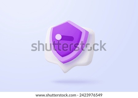 3D shield protection icon with check for online payment on white background concept, user account for 3d security with payment protection on isolated vector render background