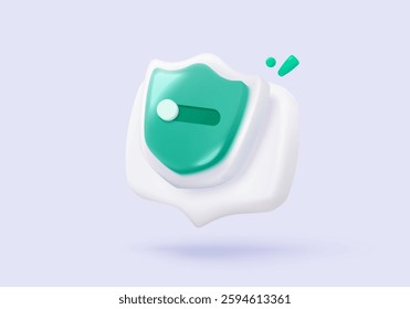 3D shield protection with password secure for online payment on purple background concept, user password for 3d security icon with payment protection on isolate vector render background