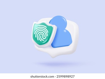 3D shield protection with password secure for online payment on purple background concept, user password for 3d security icon with payment protection on isolate vector render background