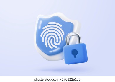 3D shield protection with password secure for online payment on background concept, user password for 3d security icon with payment protection on isolate vector render background