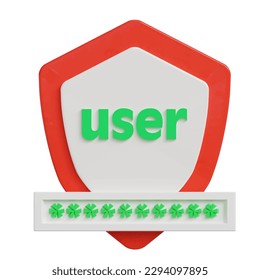 3d protección blindada con contraseña segura para el pago en línea en fondo blanco.concepto Contraseña de usuario para protección de seguridad 3d. icono con protección de pagos en segundo plano