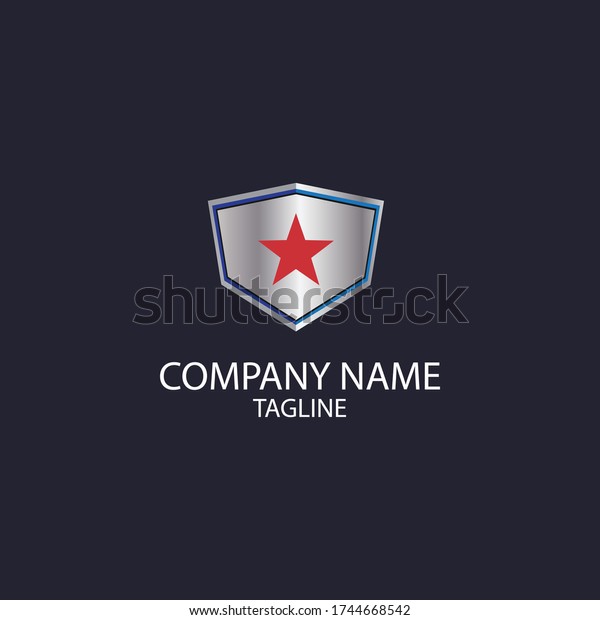 3D shield\
and star logo. Can be used for\
icons.