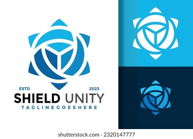 3D shield unity colorful logo vector icon illustration