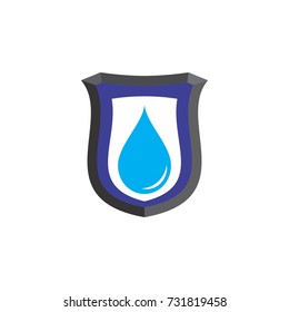 3D Shield with water drop logo design vector