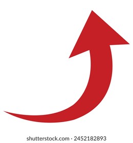 3D shine red arrow on white background.  Direction arrow icon for your web site design, logo, app, UI. arrow indicated the direction symbol. curved arrow sign. Vector illustration. eps10